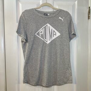 Puma Heather Gray Short Sleeve Logo Tee Women’s Size XL